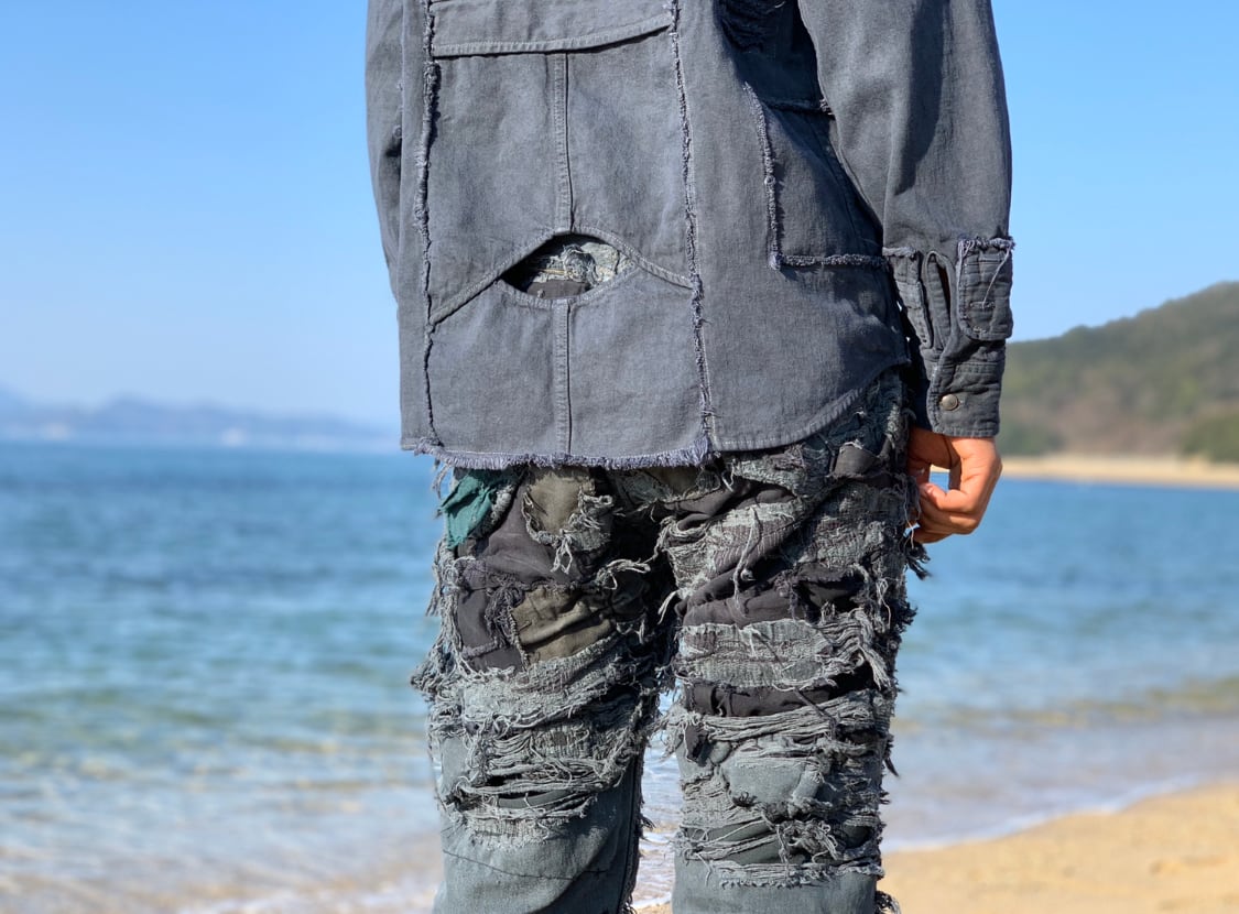 希少 Two Moons Label 硫化染めクラストパンツ 襤褸 希少 Two Moons Label 硫化染めクラストパンツ 襤褸 希少 Two Moons