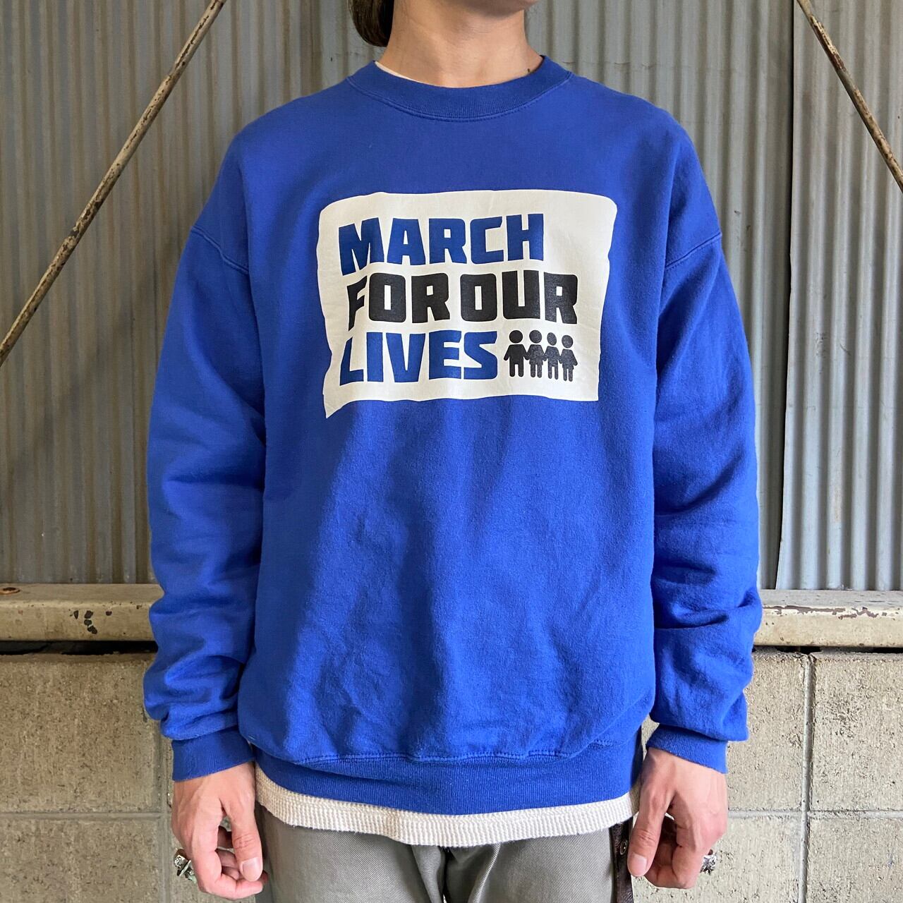 MARCH FOR OUR LIVES メッセージプリント スウェットシャツ メンズM-L 
