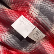 リネン100% SOZI ソジ チェック 半袖 シャツ サイズ M /レッド×グレー系 メンズ