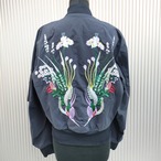 ○【ラスト1点/稀少/国内正規品】新品/マメ クロゴウチMame Kurogouchi × デサント オルテラインDESCENTE ALLTERRAIN/Wジップ/止水ジップ/ボタニカル/花柄/刺繍/MA-1/ミリタリージャケット/ブルゾン/2/ネイビー/O0805LS02721/