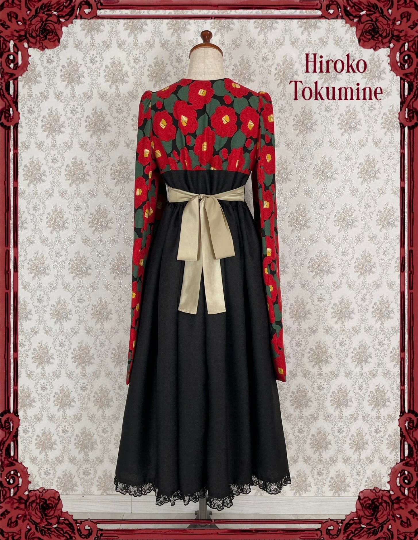 Hiroko Tokumine 袴風ワンピース ご予約券】黒椿袴風ワンピース | marcHenromanTica