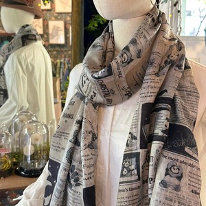 ◆限定数のみ◆シルクモダール素材◆長方形◆「パンダニュース（新色 ブラウン）」柄