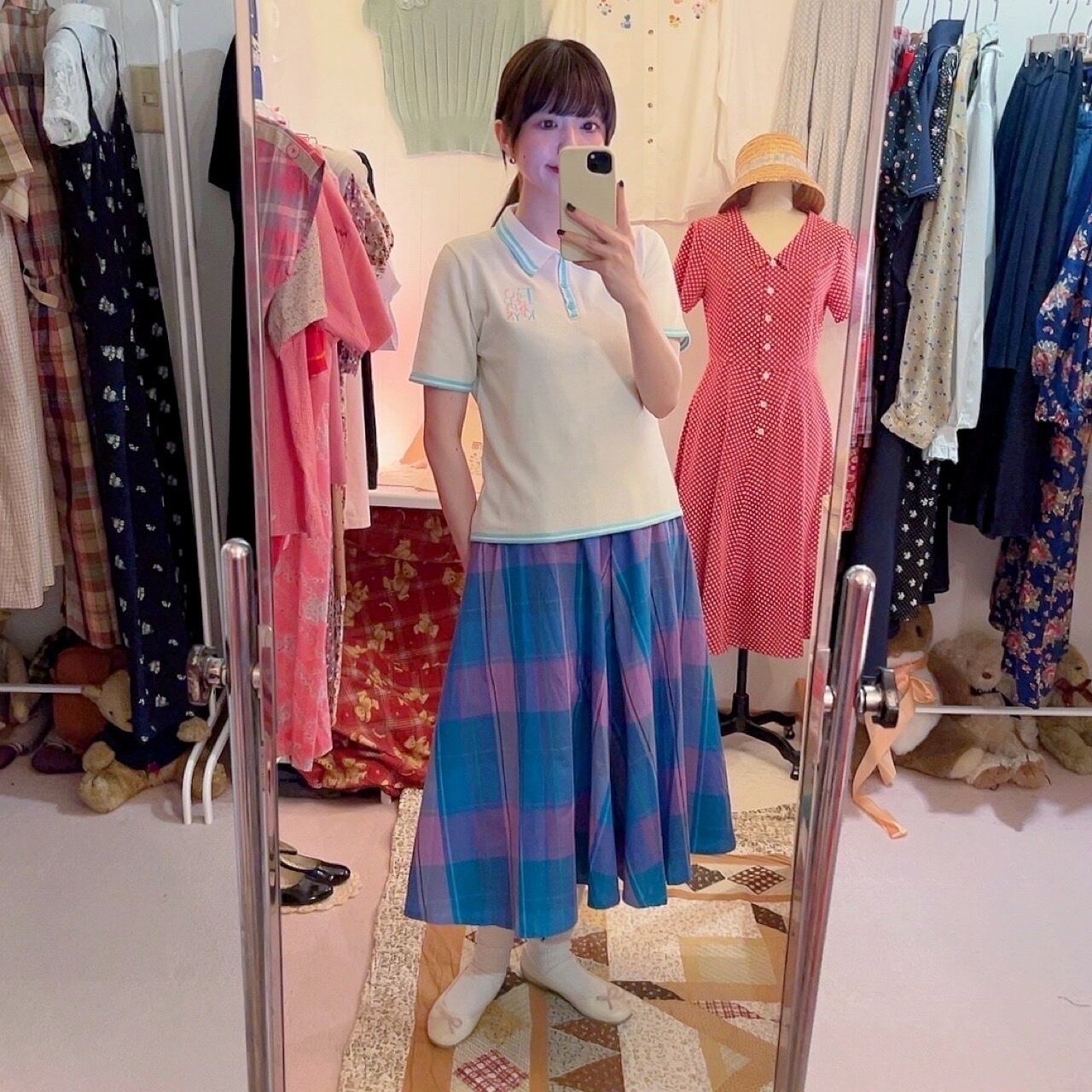 pastel mint blue line polo knit