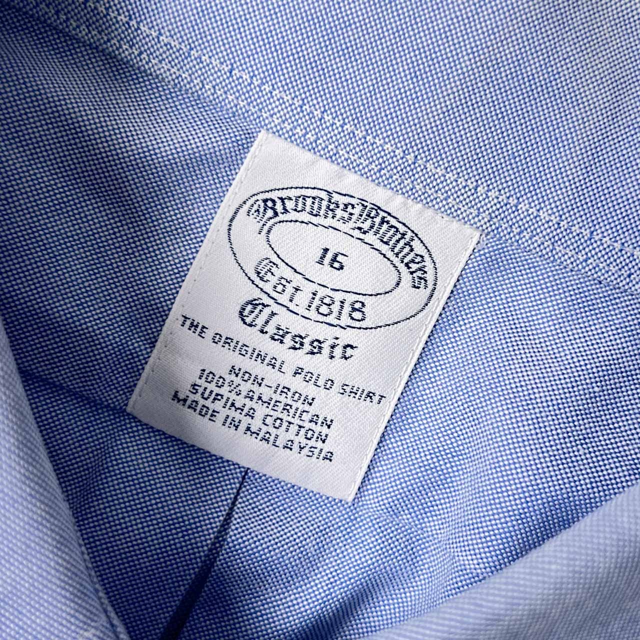 BROOKS BROTHERS ブルックス ブラザーズ BD ボタンダウン オックスフォード NON-IRON 半袖シャツ 16/ブルー メンズ