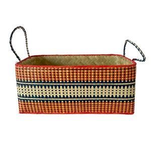 Rectangular colourful basket M 持ち手付 w28cm×18cm×h12.5cm