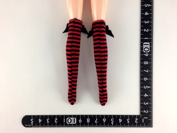 ドールアクセサリ 1/6 女性用 靴下 ストッキング 黒赤縞 BS106 - 画像2