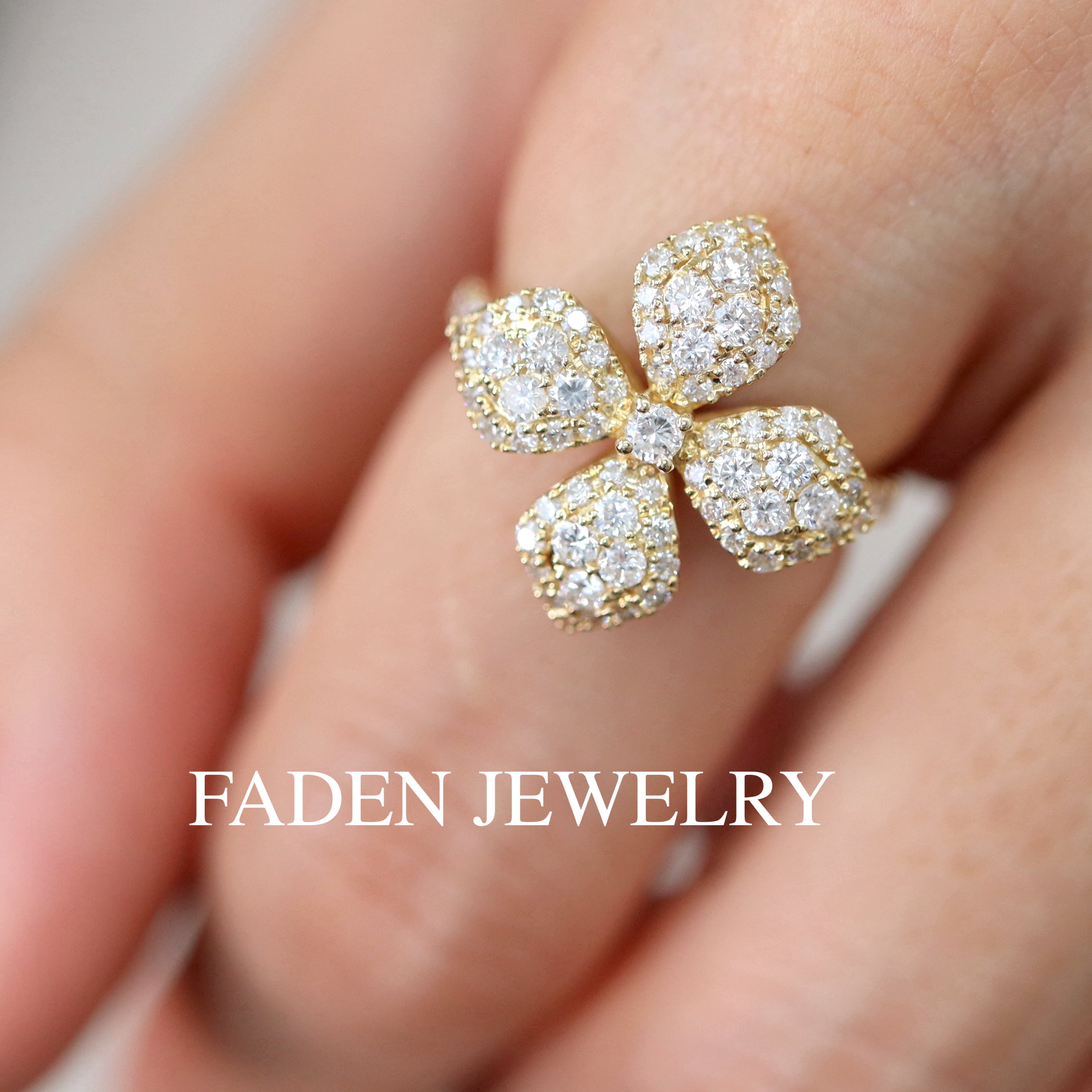 K18YG ダイヤモンドフラワーデザインリング D1.00ct | FADEN JEWELRY powered by BASE