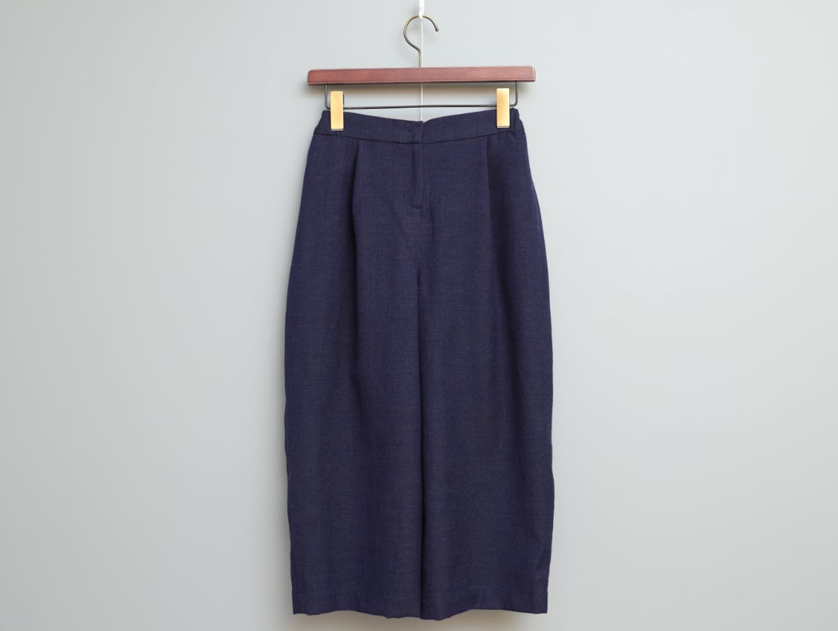 ウールヘリンボンヤブレ組織のキュロットパンツ COL/ブルー