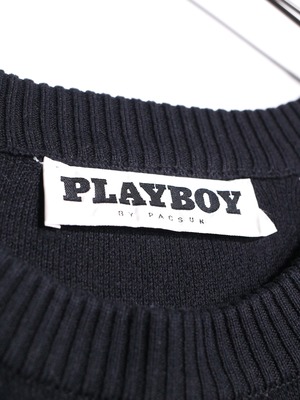 “PLAYBOY” embroidery design black knit