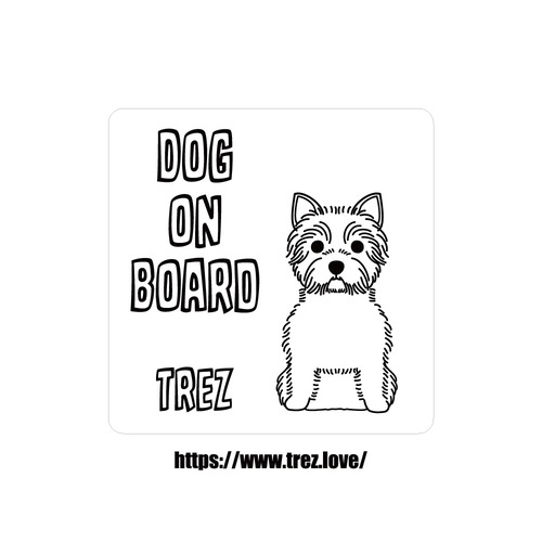 全8色 名前入り DOG ON BOARD ウエスト ハイランド ホワイト テリア ラインアート マグネット
