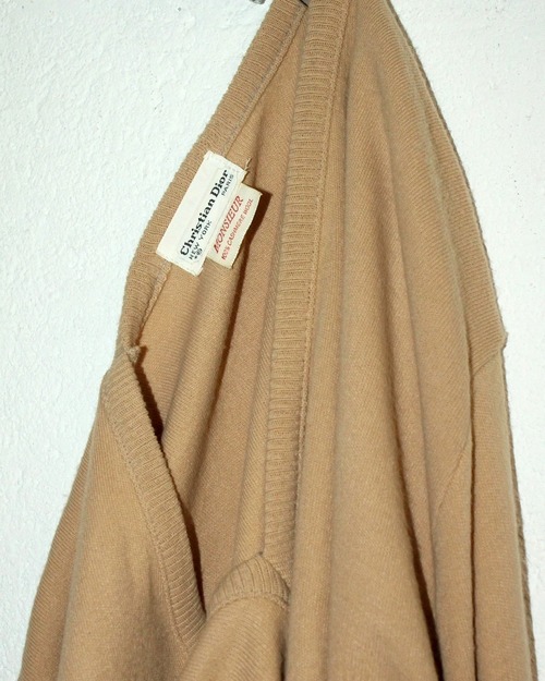 70s~ Christian Dior V-Neck Plane Cashmere Knit