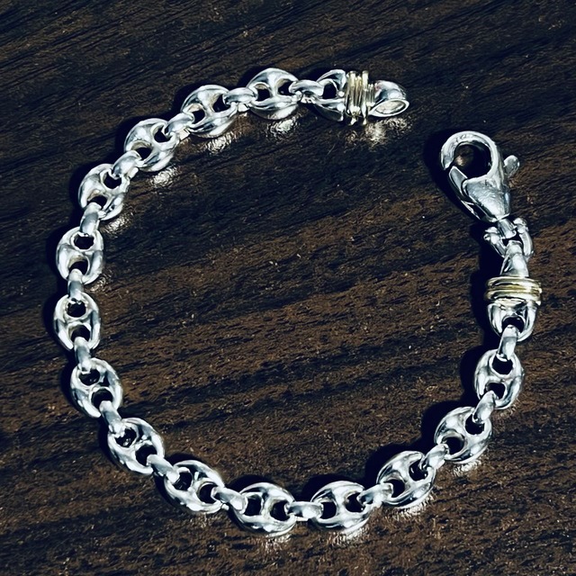 VINTAGE TIFFANY & CO. Anchor Chain Bracelet Sterling Silver & 18K Gold | ヴィンテージ ティファニー アンカー チェーン ブレスレット スターリング シルバー & 18K ゴールド