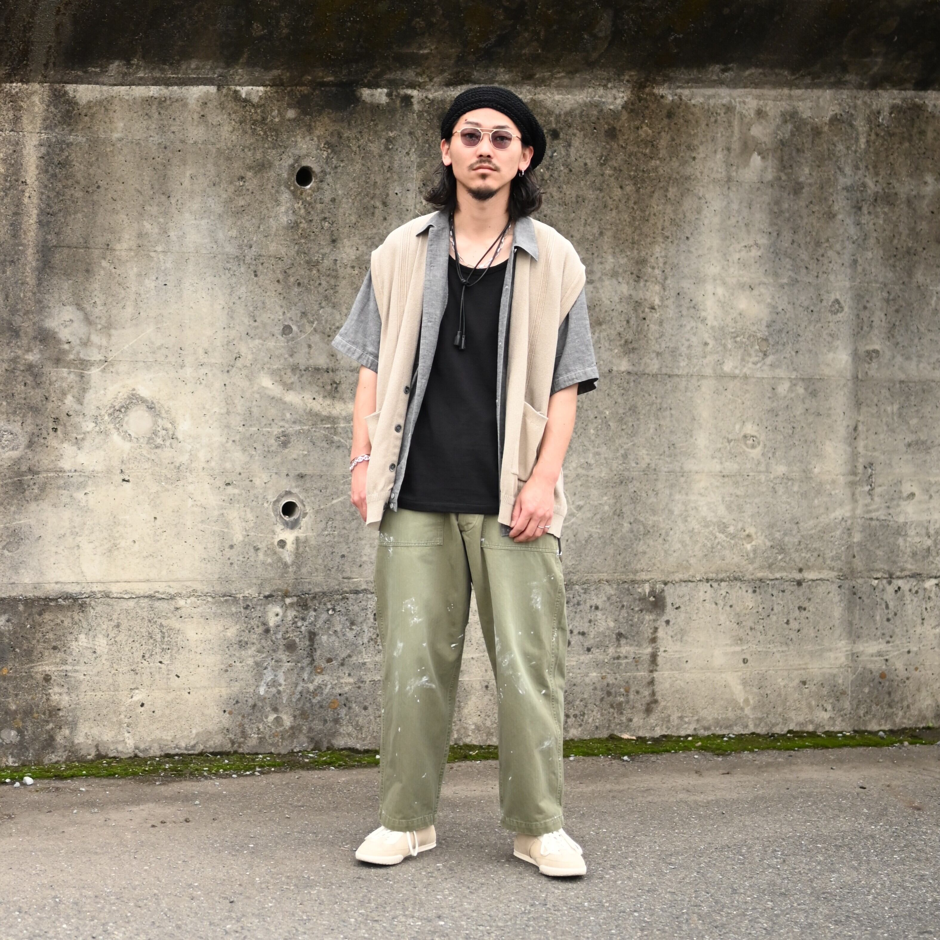 INTERIM / MILK PAINT VINTAGE WASH ORGANIC COTTON US ARMY M-47 HBT