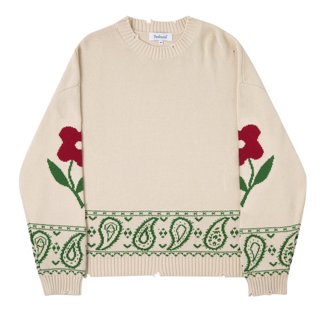 【PROFOUND】Knitted Floral Paisley Sweater