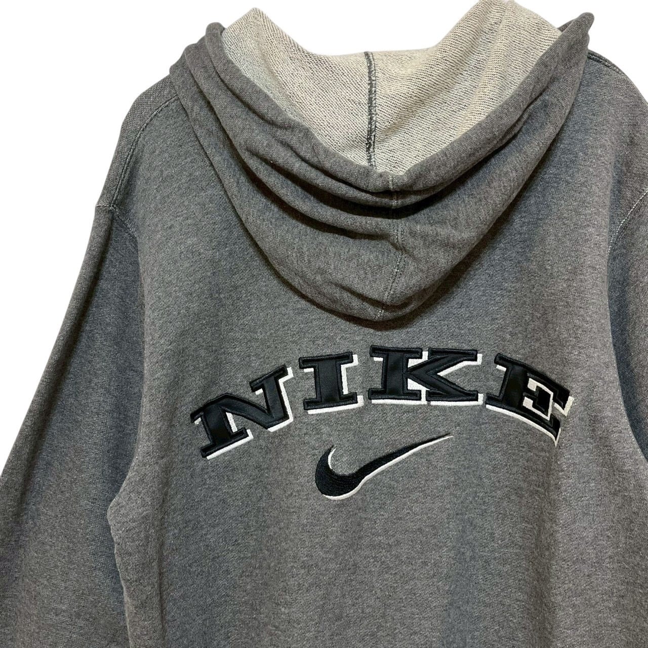 希少サイズ☆ナイキ 刺繍ロゴ センターロゴ パーカー グレー 4L相当 NIKE ナイキ パーカー ロゴ刺繍 センタースウッシュ グレー 黒 ピンク
