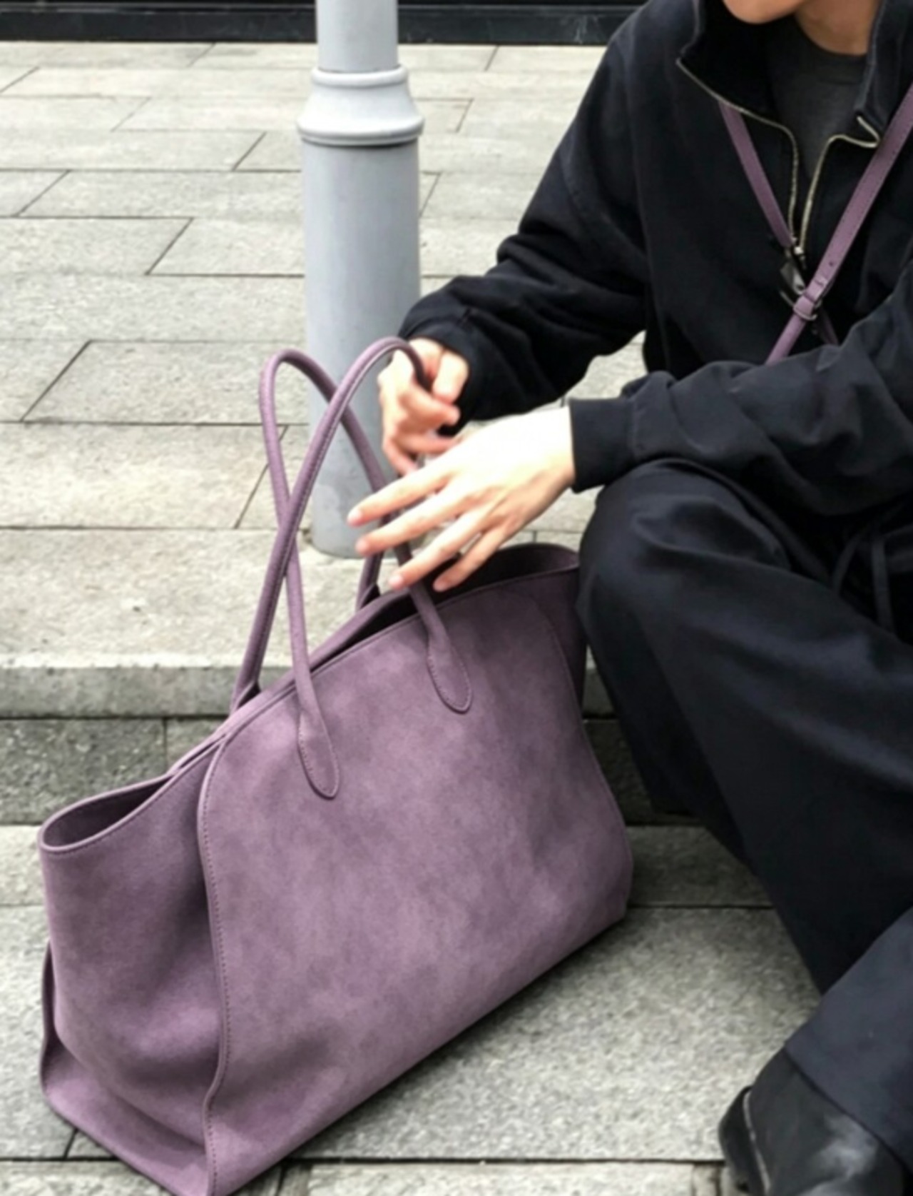 スエード調パープルトートバッグ