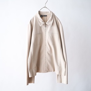 90s' beige color zip-up shirt jacket