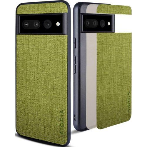 Aioria 互換性 ケース for Google Pixel 7 Pro 5G 生地パターンレザー高級に保護純色スマホケース Green For Google Pixel 7 Pro 12