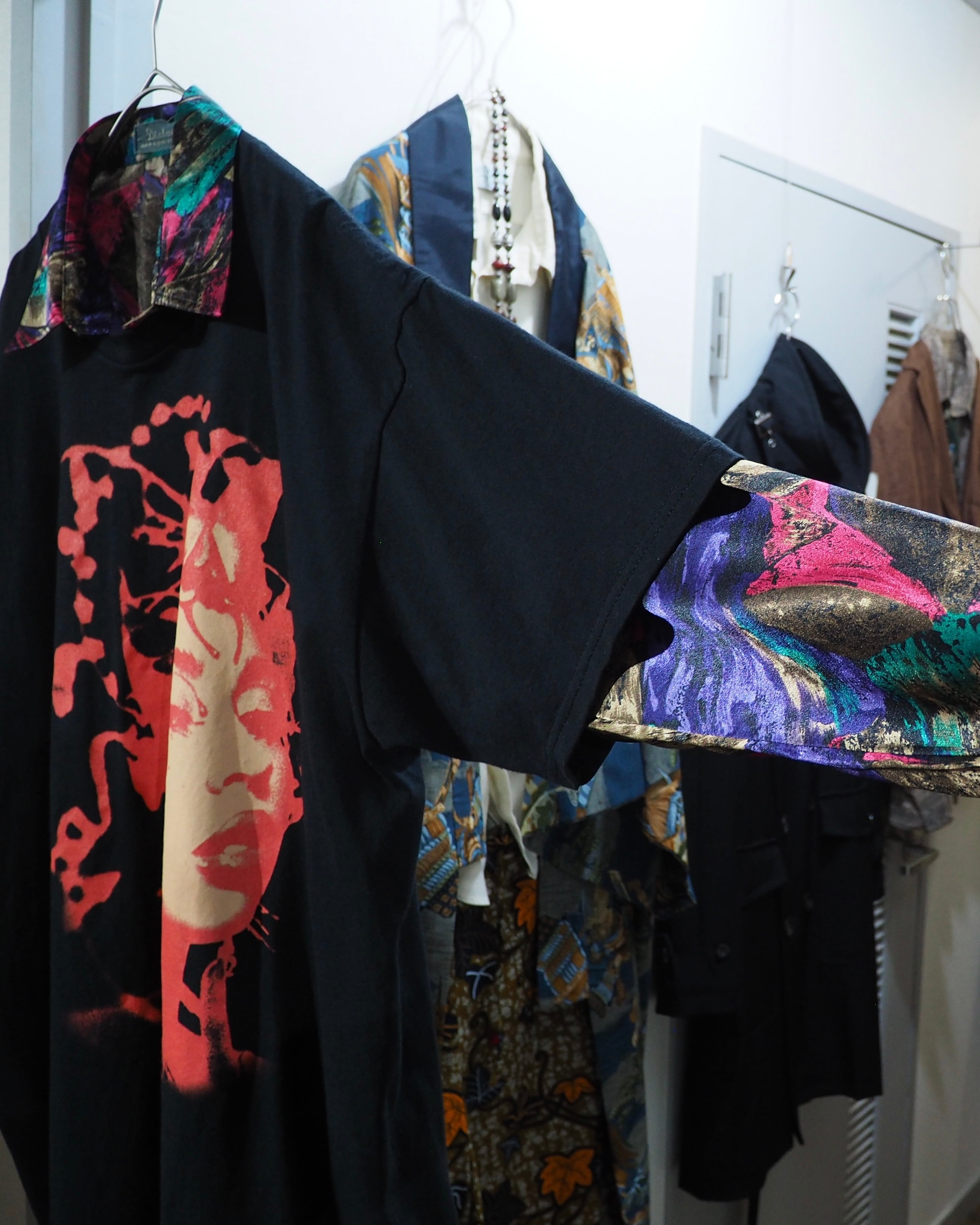 1980 - 90s Bewitching Multi Color painted vintage Drape loose Shirt