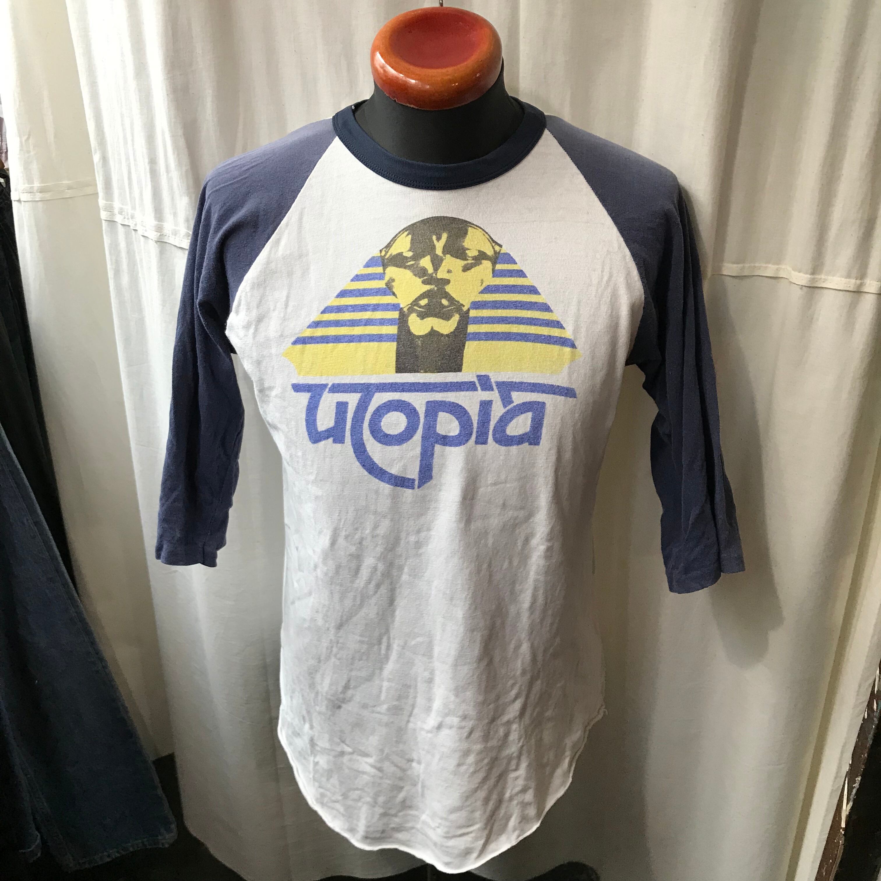 UTOPIA ユートピア バンドTシャツ 七分袖 染み込みプリント メンズM
