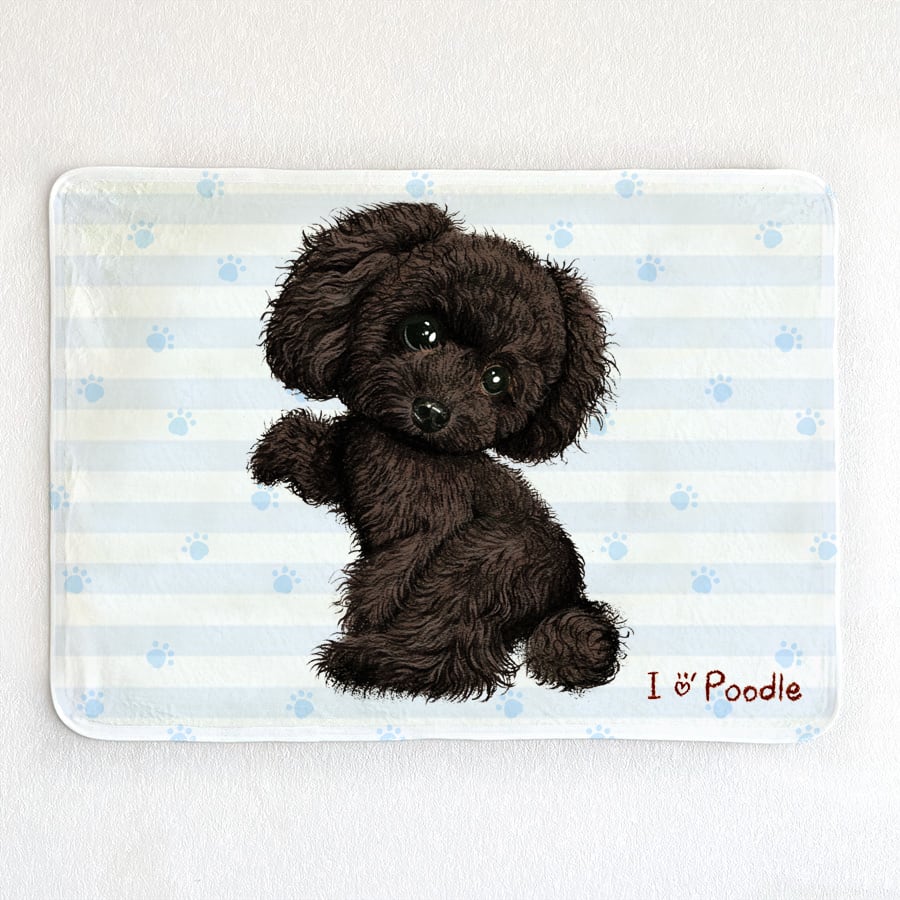 トイプードル黒】お名前入りブランケット（ひざ掛け）ラッピング対応