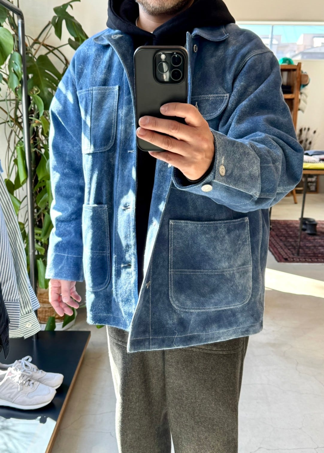 SEVEN BY SEVEN LEATHER COVERALL JACKET -Goat suede Antique finish