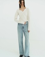 CLANE FRILL V NECK KNIT TOPS