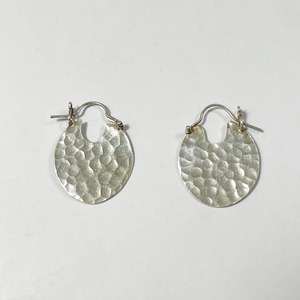 Old 925 Silver Hammered Hoop Pirced Earrings