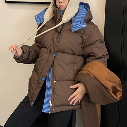 reversible check pattern volume jacket　リバーシブルチェック柄ボリュームジャケット　J1573