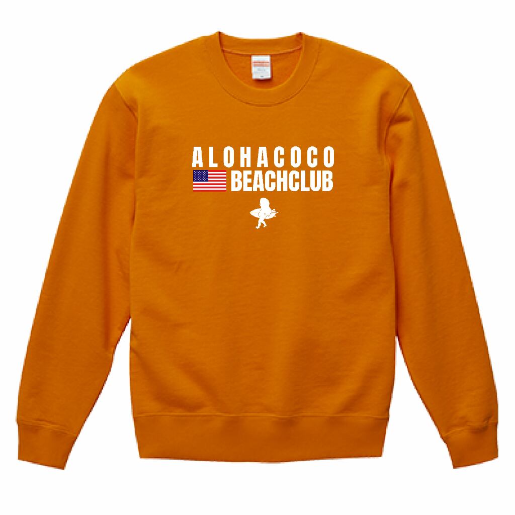 ALOHACOCO USA国旗UNISEXトレーナー(オレンジ)