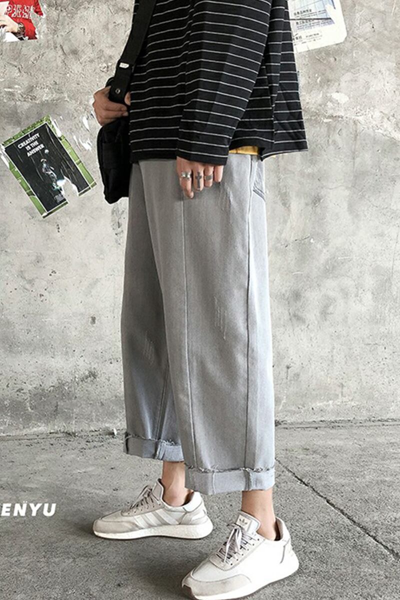 全1色 デニム パンツ ワイド カジュアル 無地 おしゃれ