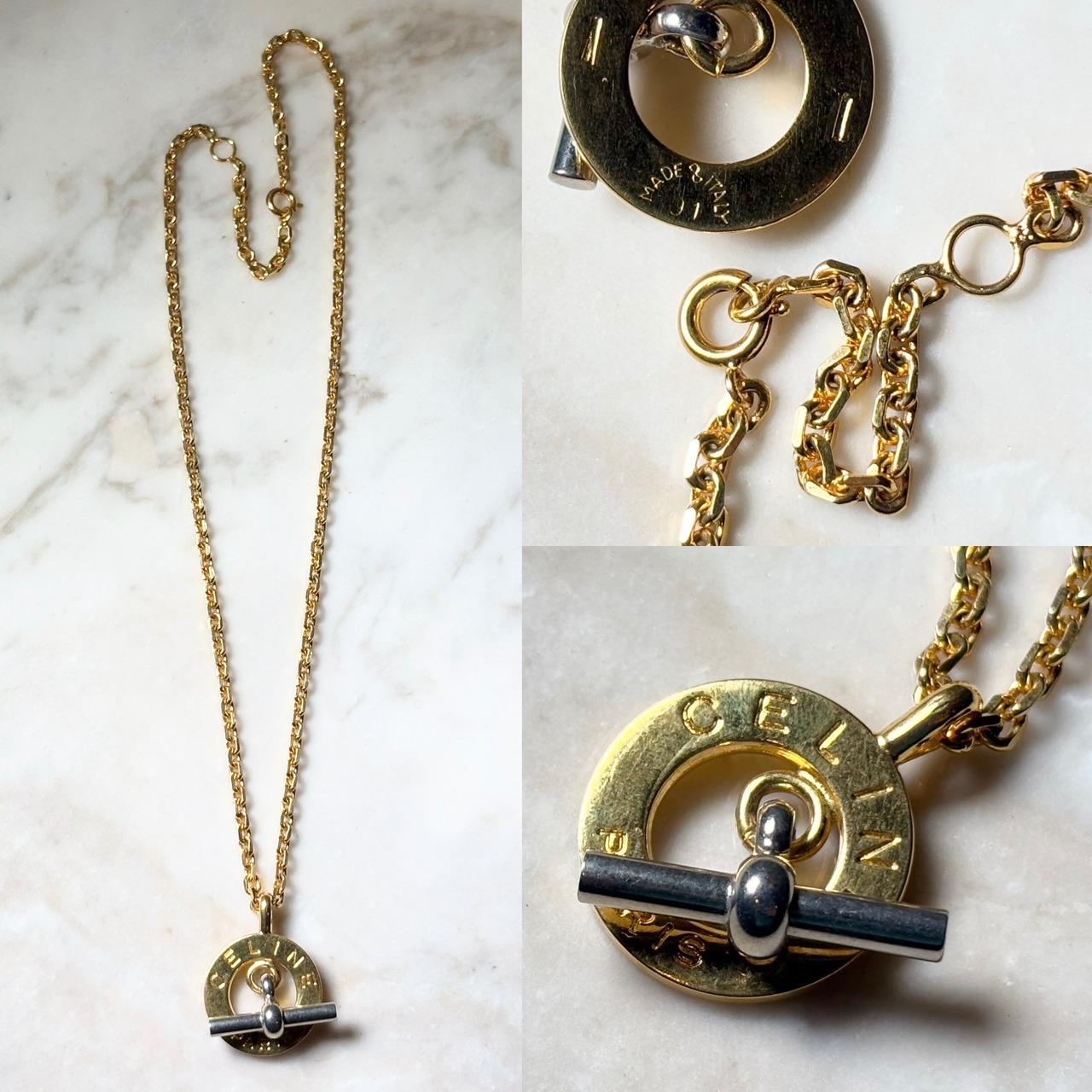 vintage CELINE combicolor toggle pendant necklace