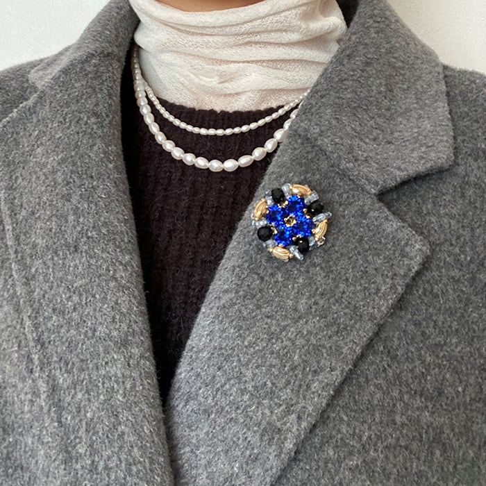 クリスマスまで5％OFF／【送料無料】ダークサファイア・ブローチキット