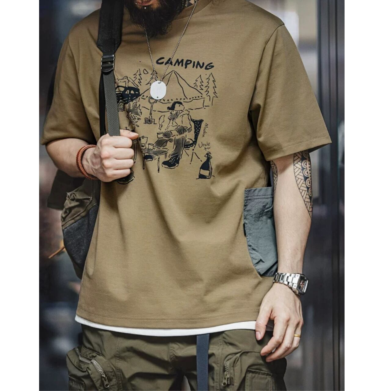 グラフィック ボックスシルエット Tシャツ 00255