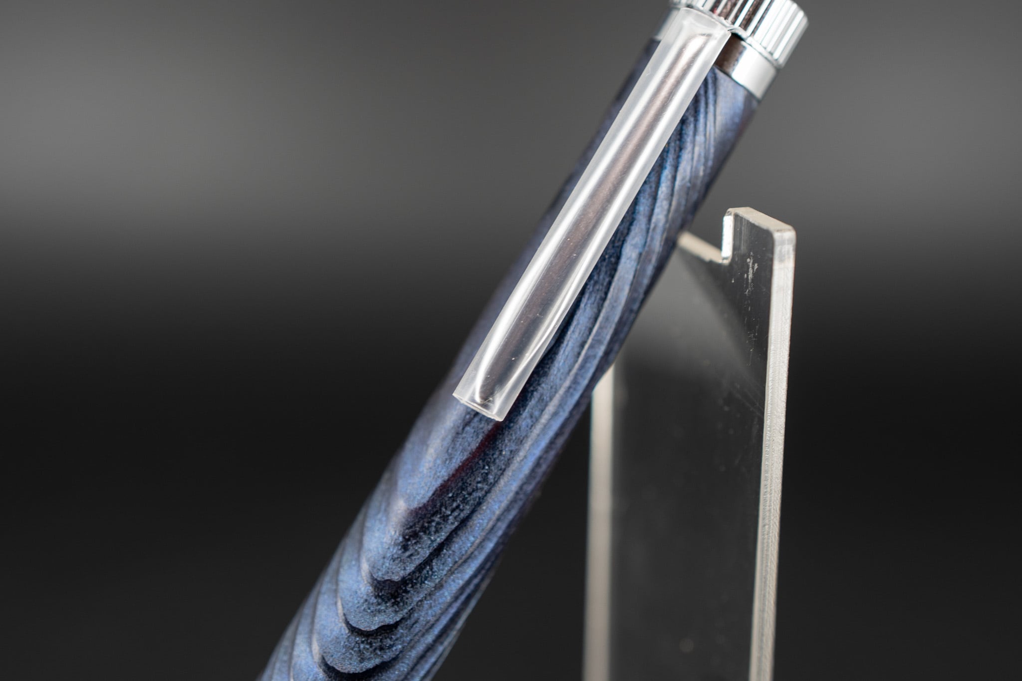 藍霞】屋久杉 浮造り 国産漆 silver MP | 木軸ペン工房 金杢犀