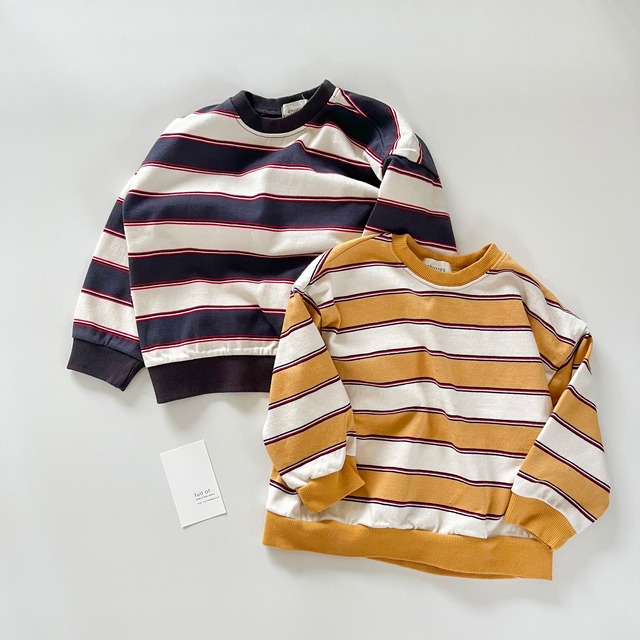 【即納】churros jetty striped sweatshirt 24sp (韓国子供服 マルチストライプスウェット)
