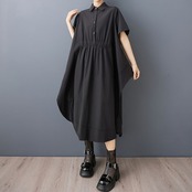 サイドスリット ドレープ シャツワンピース  30162