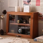 小物収納棚 小物収納ボックス ２段 木製 窓付き 香水収納 化粧品収納 ジュエリー収納 おしゃれ 北欧