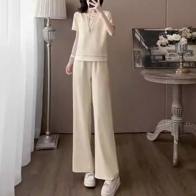 ツーピース セットアップ レディース トップス パンツ ボトムス ロングパンツ ワイドパンツ Tシャツ ロング ハーフジップ 半袖 クルーネック ワイド かわいい 大人可愛い シンプル カジュアル おしゃれ ラフ スポーティー 存在感 ベーシック アクティブ 春 夏 秋 ロングシーズン 部活 アウトドア キャンプ ジム 公園 休日 スポーツ ダンス 韓国 オルチャン コーデ 楽ちん プレゼント プチプラ インスタ映え M L XL 2XL 3XL 大きいサイズ ブラック アプリコット ベーシックカラー