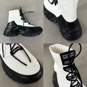 【受注予約：1月中旬入荷予定】mesh-high-top chunky boots/white