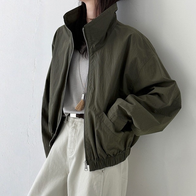 ジップアップ ドロップショルダーゆったりジャケット　 N00272