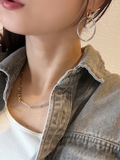 カラーブロックフープピアス