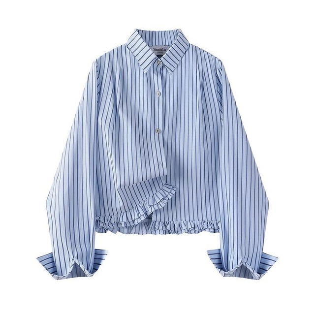 Frill striped shirt(3color)