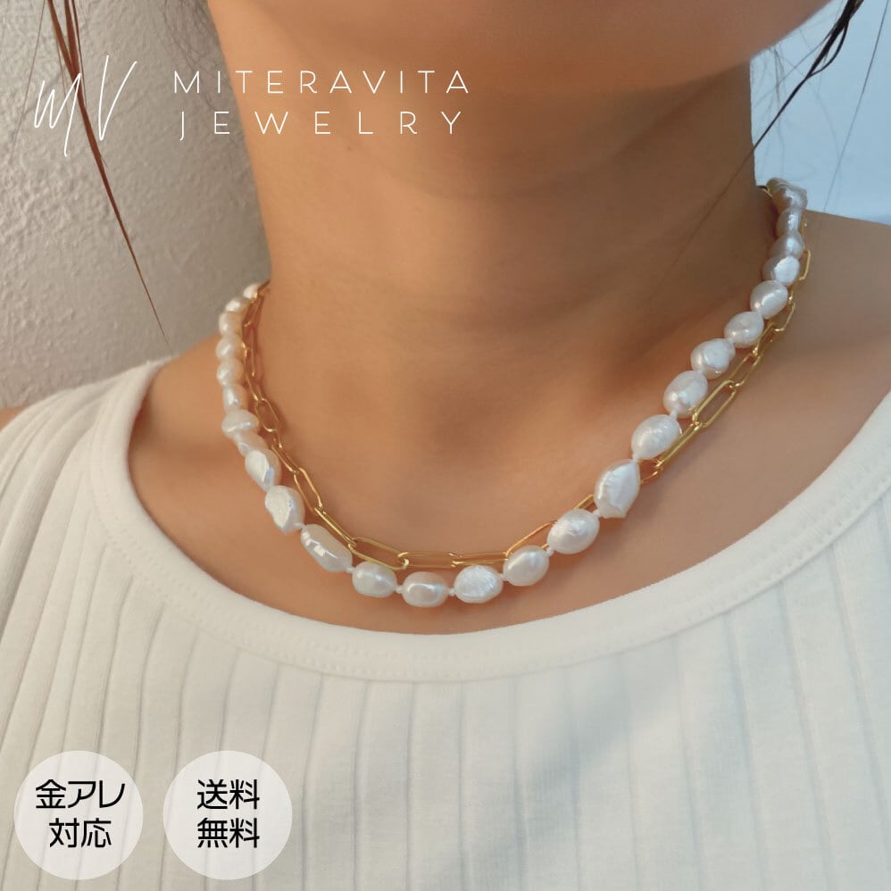 バロックパール ネックレス パールネックレス ファッション 40cm 