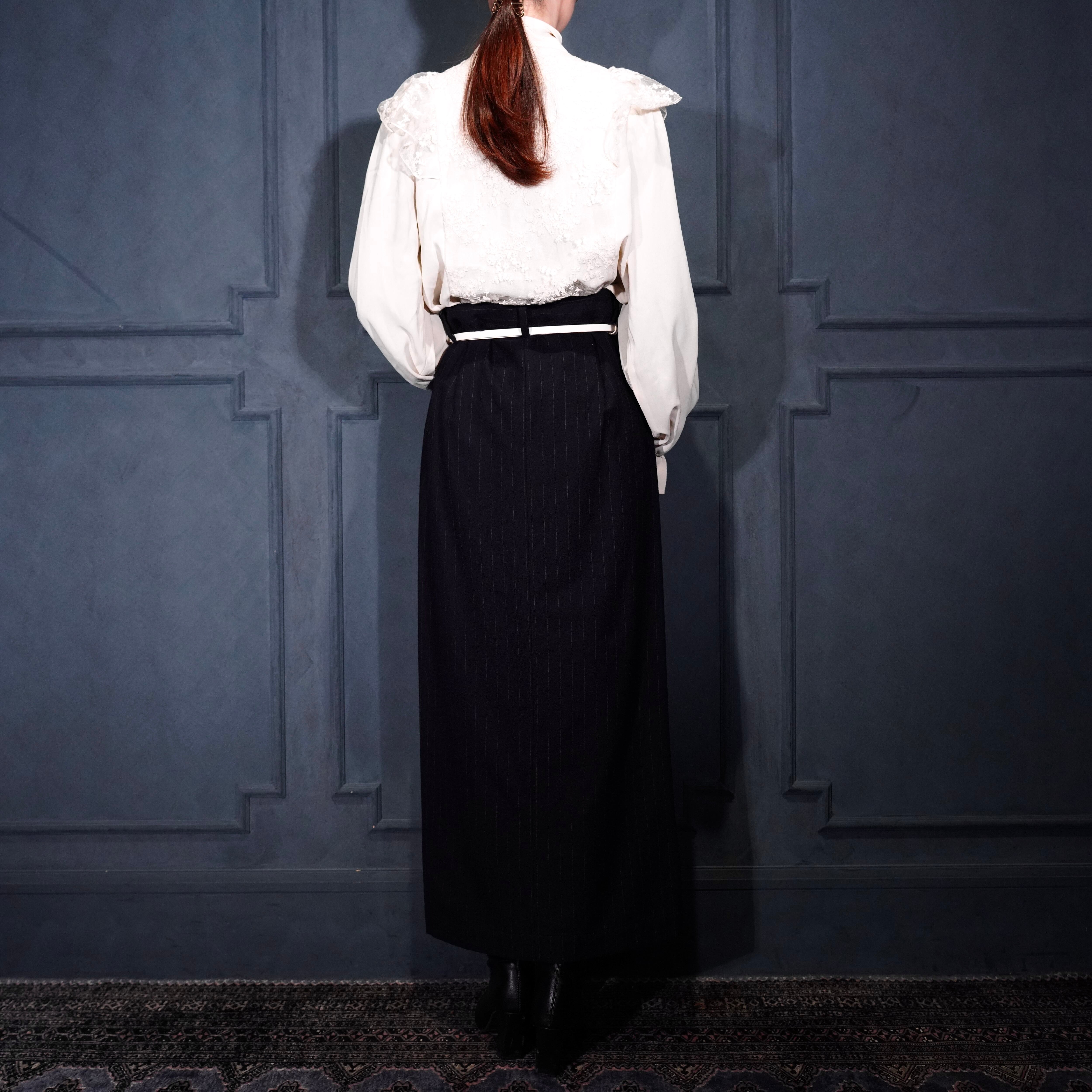 Y's YOHJIYAMAMOTO STRIPE PATTERNED WOOL LONG SKIRT/ワイズヨウジ