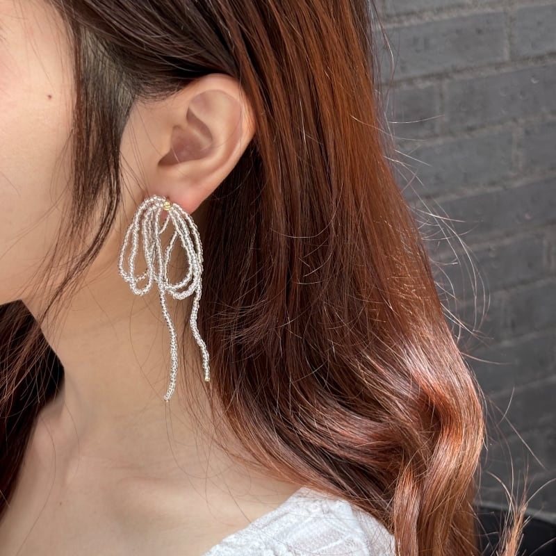 ビッグビーズリボンピアス | lattencos