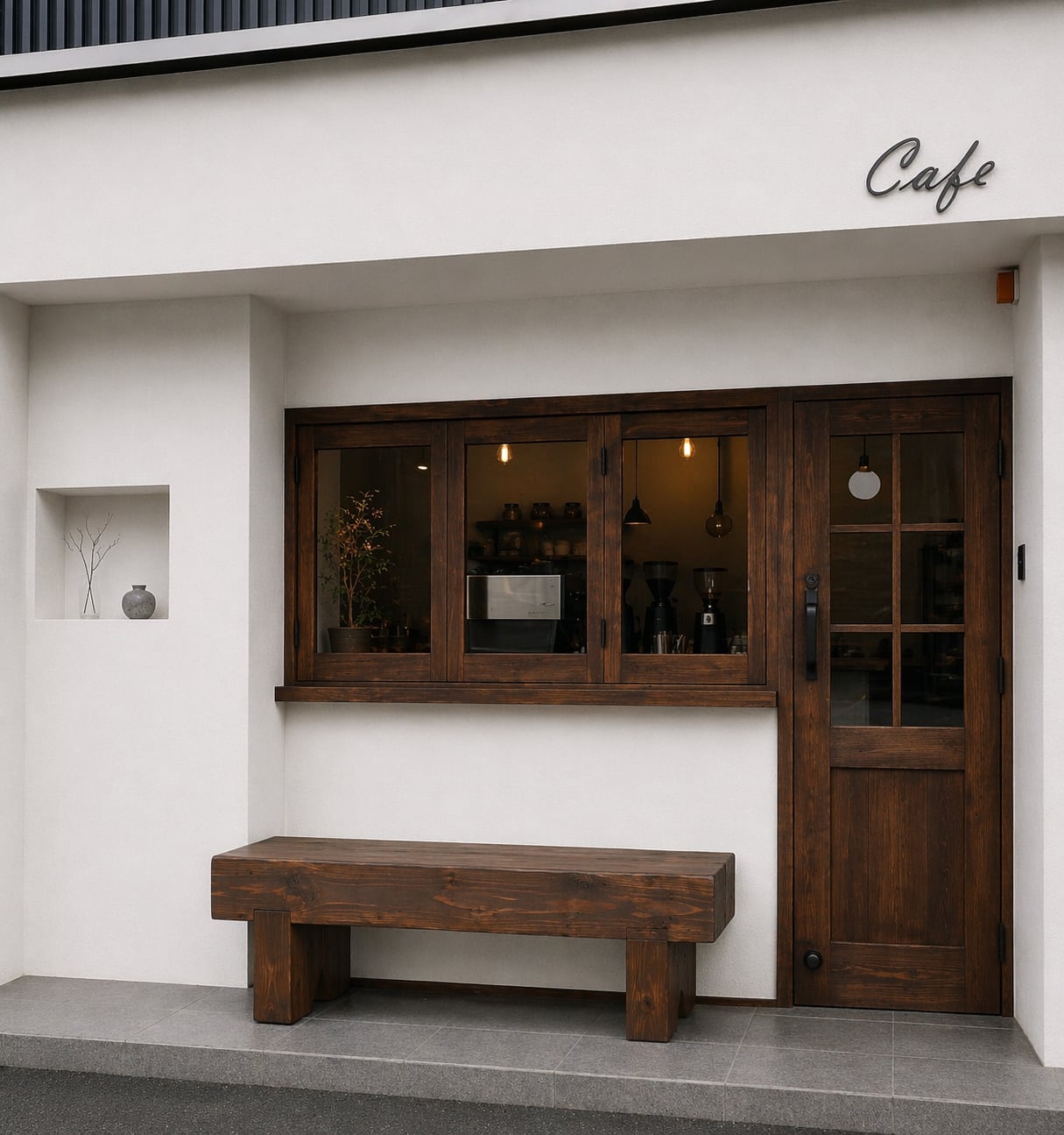 店舗什器にも映える 無垢杉のどっしり木製ベンチ｜横幅100×奥行28×高さ