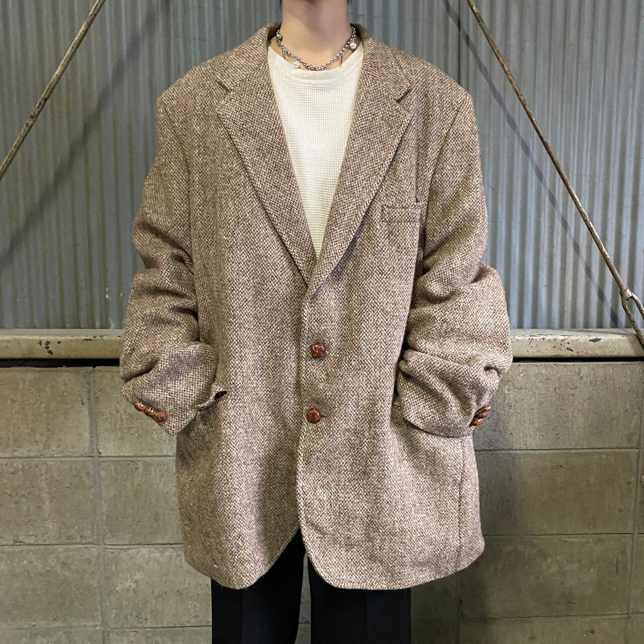 80´s*USA製*Harris Tweed ハリスツイード メンズ ウールジャケット