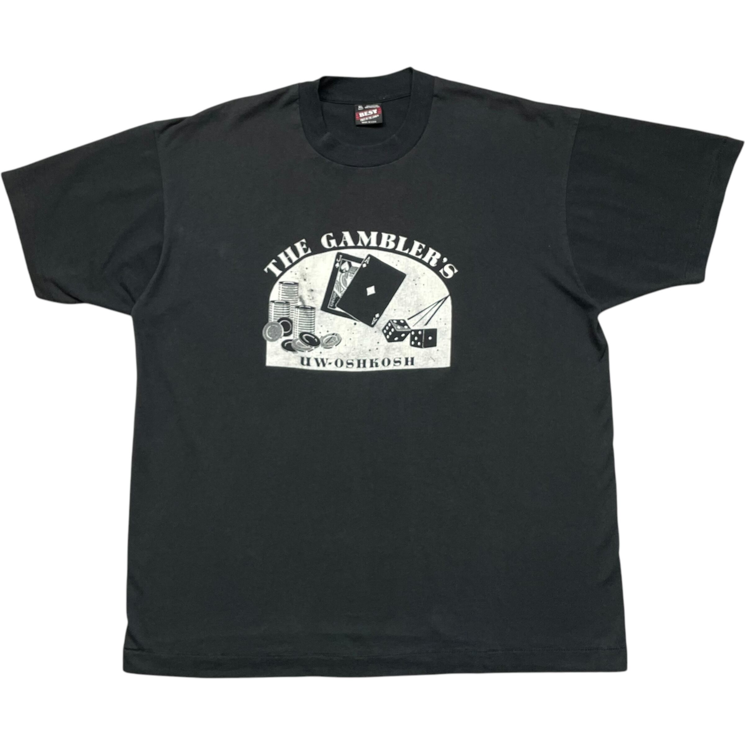 《XL》 FRUIT OF THE ROOM フルーツオブザルーム Tシャツ ギャンブル プリント ブラック USA製 90年代 vintage no.7285