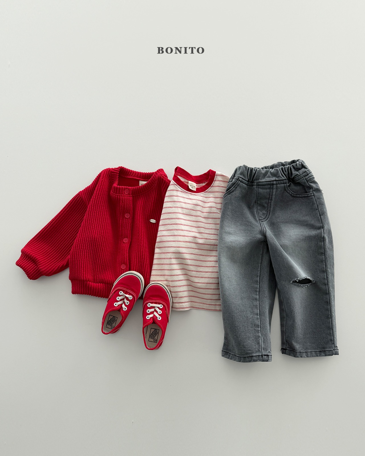 BONITO 26/SS しぼり付きストライプカットソー